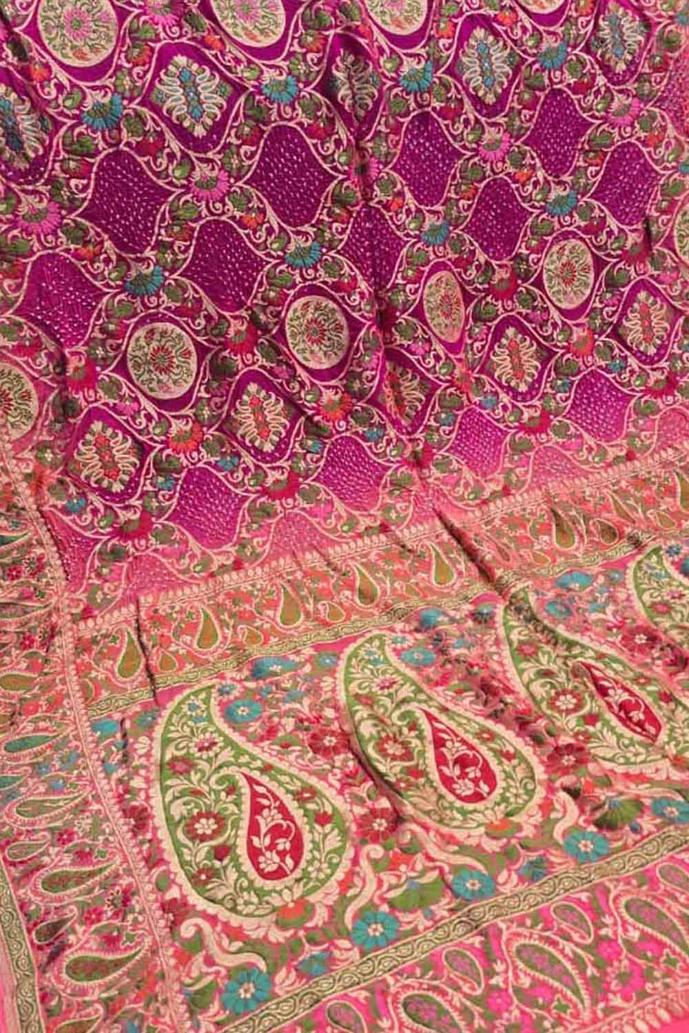 Pink Banarasi Bandhani Pure Georgette Tilfi Zari Saree