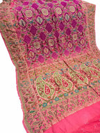 Pink Banarasi Bandhani Pure Georgette Tilfi Zari Saree