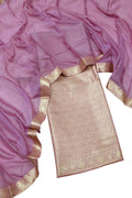 Pink Banarasi Brocade With Chiffon Dupatta 3 Piece Suit Set
