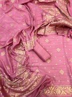 Pink Banarasi Chiniya Silk Unstitched Suit Set