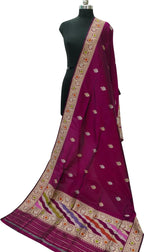 Pink Banarasi Handloom Katan Silk Dupatta