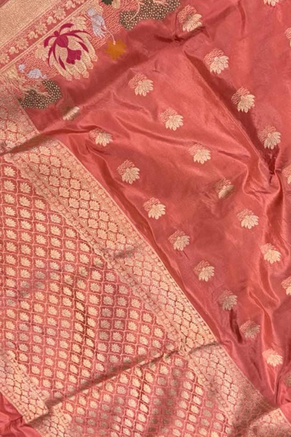 Pink Banarasi Handloom Pure Katan Silk Saree