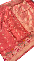 Pink Banarasi Handloom Katan Silk Saree Weave Festive