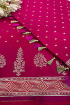 Pink Banarasi Mashru Silk Saree — Zari Floral Weave, Wedding & Festive