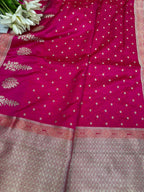 Pink Banarasi Mashru Silk Saree — Zari Floral Weave, Wedding & Festive