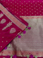 Pink Banarasi Mashru Silk Saree — Zari Floral Weave, Wedding & Festive