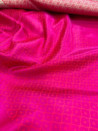 Pink Banarasi Mashru Silk Saree — Zari Floral Weave, Wedding & Festive