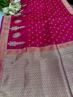 Pink Banarasi Mashru Silk Saree — Zari Floral Weave, Wedding & Festive