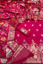 Pink Banarasi Meenakari Katan Silk Suit — Zari Buti Weave, Bridal