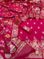 Pink Banarasi Meenakari Katan Silk Suit — Zari Buti Weave, Bridal