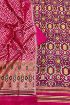 Pink Banarasi Semi Cotton Three Piece Unstitched Suit Set
