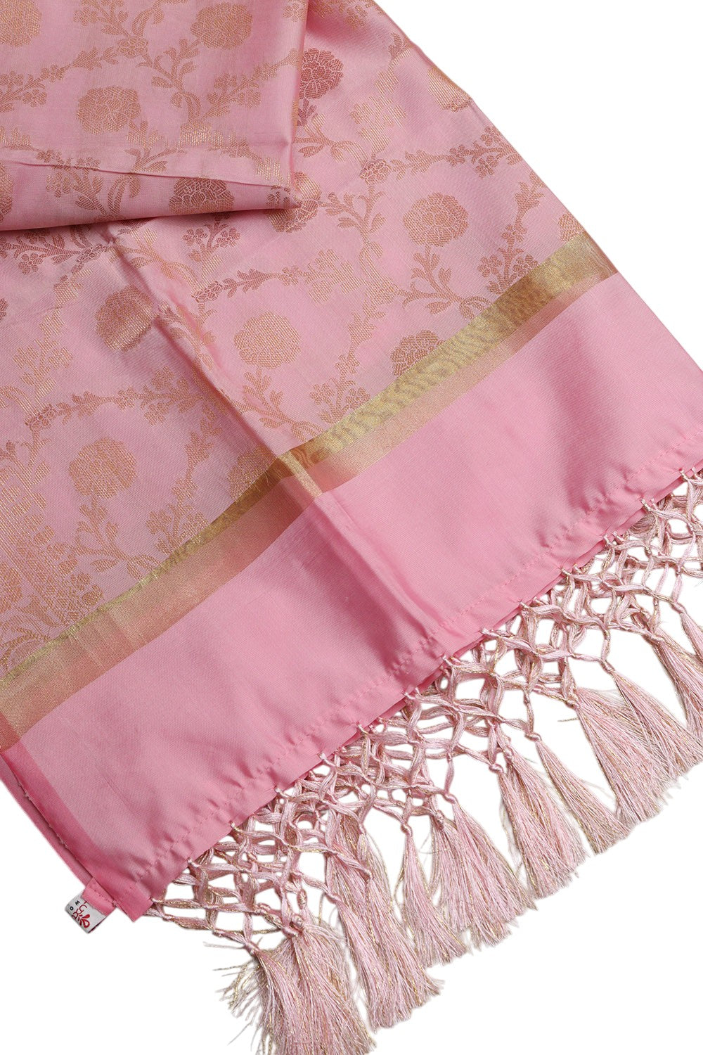 Pretty in Pink: Banarasi Silk Dupatta - with a beautifully handcrafted matching tassel - Luxurion World