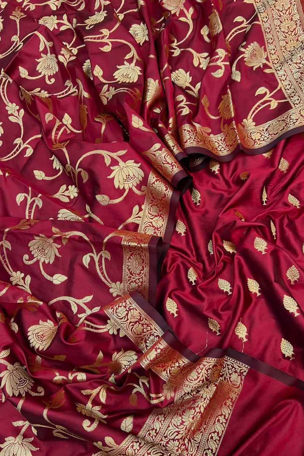Pink Banarasi Silk Three Piece Unstitched Suit Set