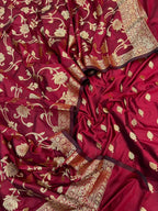 Pink Banarasi Silk Three Piece Unstitched Suit Set
