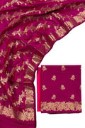 Pink Banarasi Silk Three Piece Unstitched Suit Set
