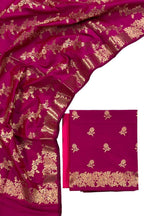 Pink Banarasi Silk Three Piece Unstitched Suit Set