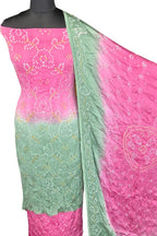 Pink Bandhani Modak Silk Three Piece Unstitched Suit Set