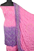 Pink Bandhani Modak Silk Three Piece Unstitched Suit Set