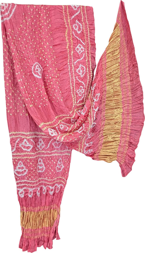 Pink Bandhani Modal Silk Dupatta