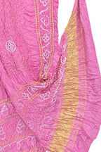 Pink Bandhani Modal Silk Dupatta