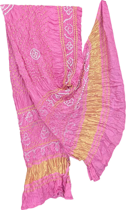 Pink Bandhani Modal Silk Dupatta