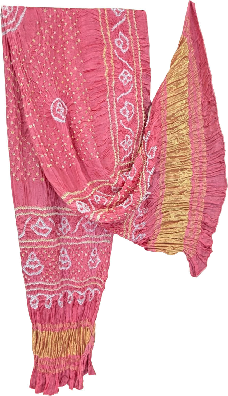Pink Bandhani Modal Silk Dupatta