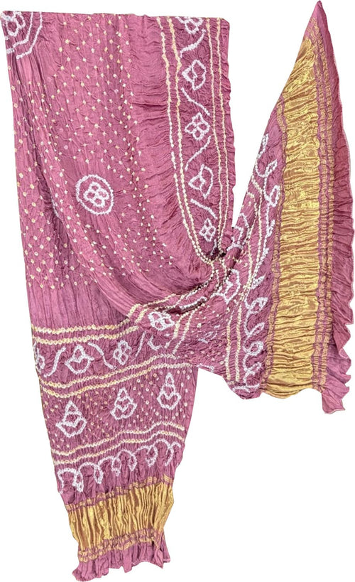 Pink Bandhani Modal Silk Dupatta