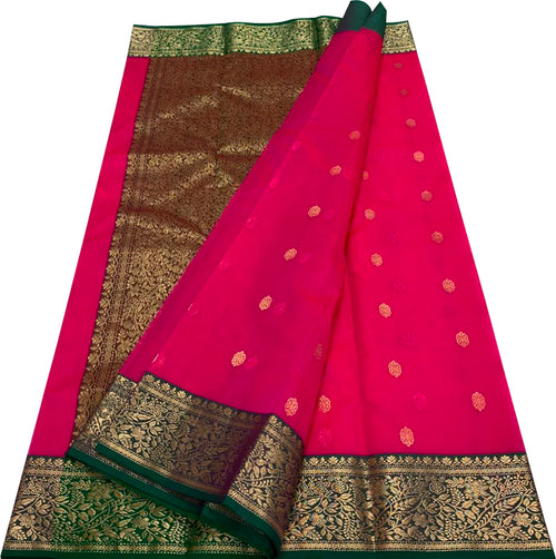 Pink Chanderi Katan Silk Saree Handloom Weave Festive