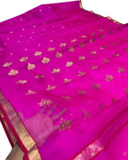 Pink Chanderi Handloom Pure Katan Silk Saree