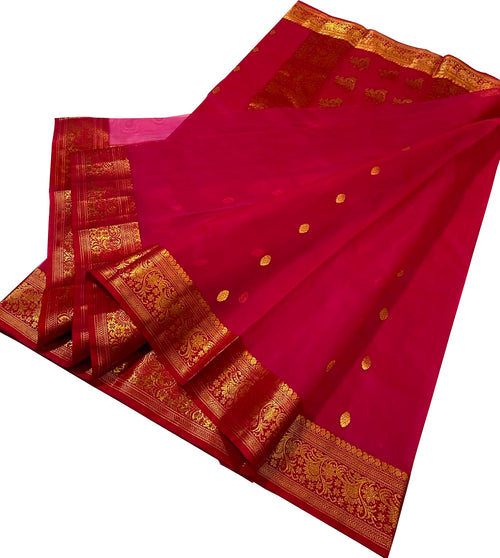 Pink Chanderi Katan Silk Saree Handloom Weave Festive