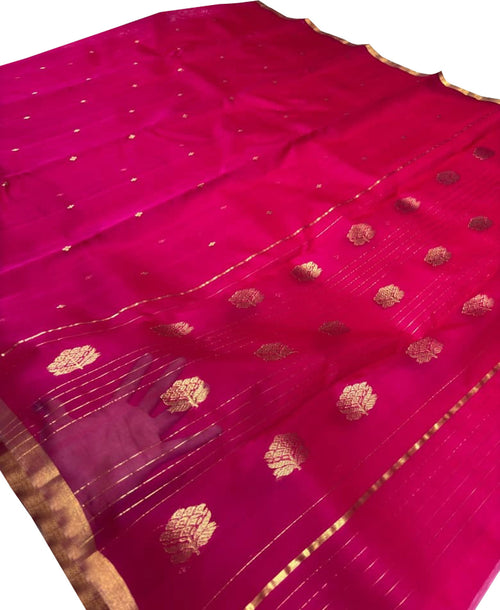Pink Chanderi Katan Silk Saree Handloom Weave Festive