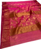 Pink Chanderi Handloom Pure Katan Silk Saree