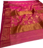 Pink Chanderi Handloom Pure Katan Silk Saree