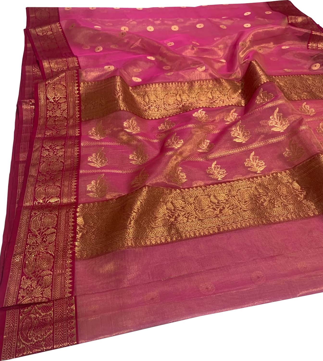 Pink Chanderi Handloom Pure Katan Silk Saree