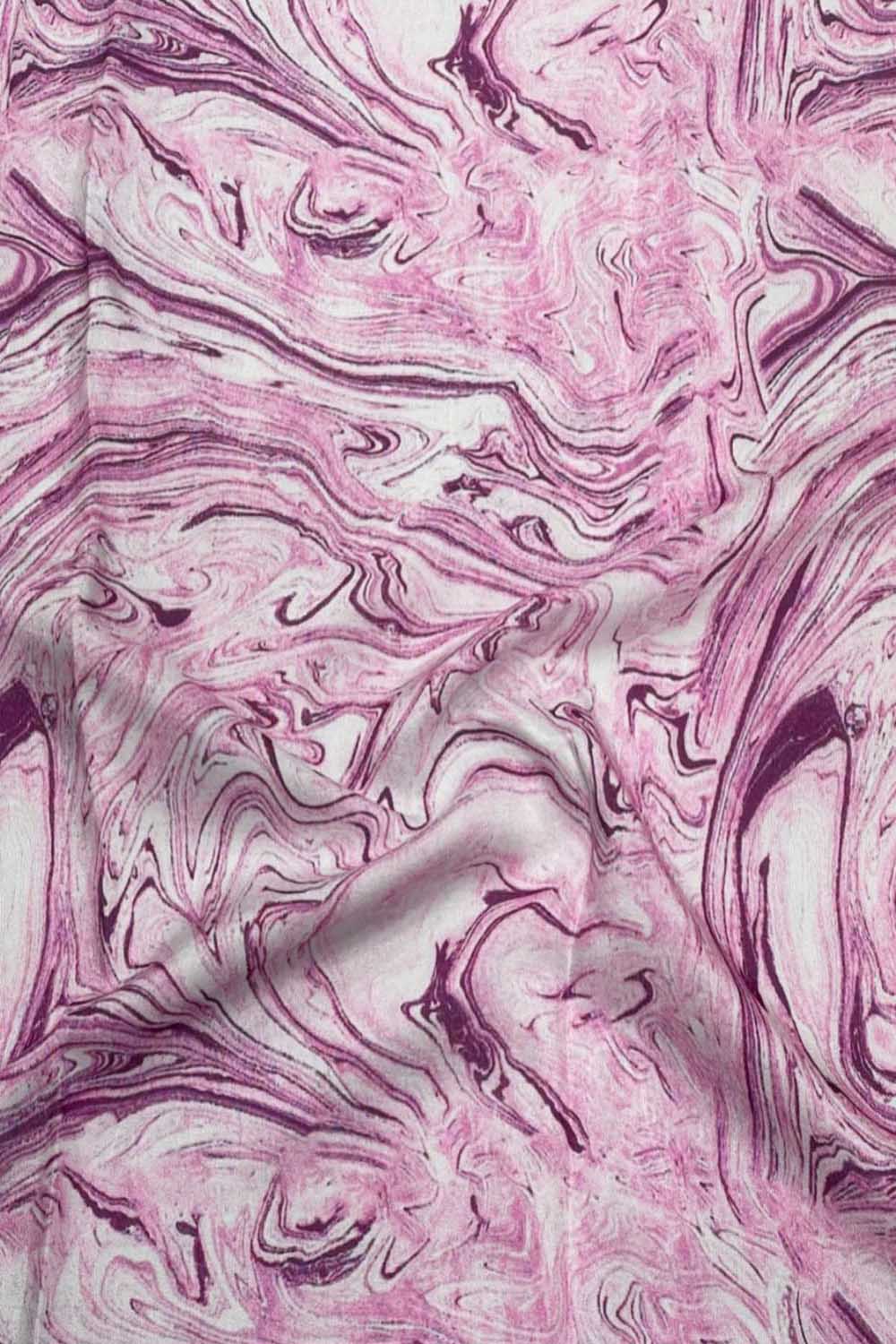 Pink Digital Printed Muslin Fabric Ethnic Dress Material