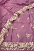 Pink Parsi Gara Raw Silk Suit — Embroidered Heritage Motif, Wedding
