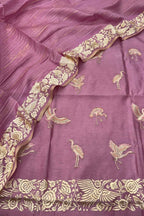 Pink Parsi Gara Raw Silk Suit — Embroidered Heritage Motif, Wedding