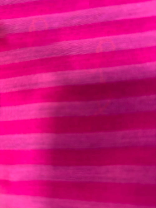 Pink Handloom Banarasi Cotton Silk Stripe Design Fabric