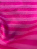 Pink Handloom Banarasi Cotton Silk Stripe Design Fabric