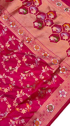 Pink Handloom Banarasi Katan Silk Meenakari Figure Work Saree