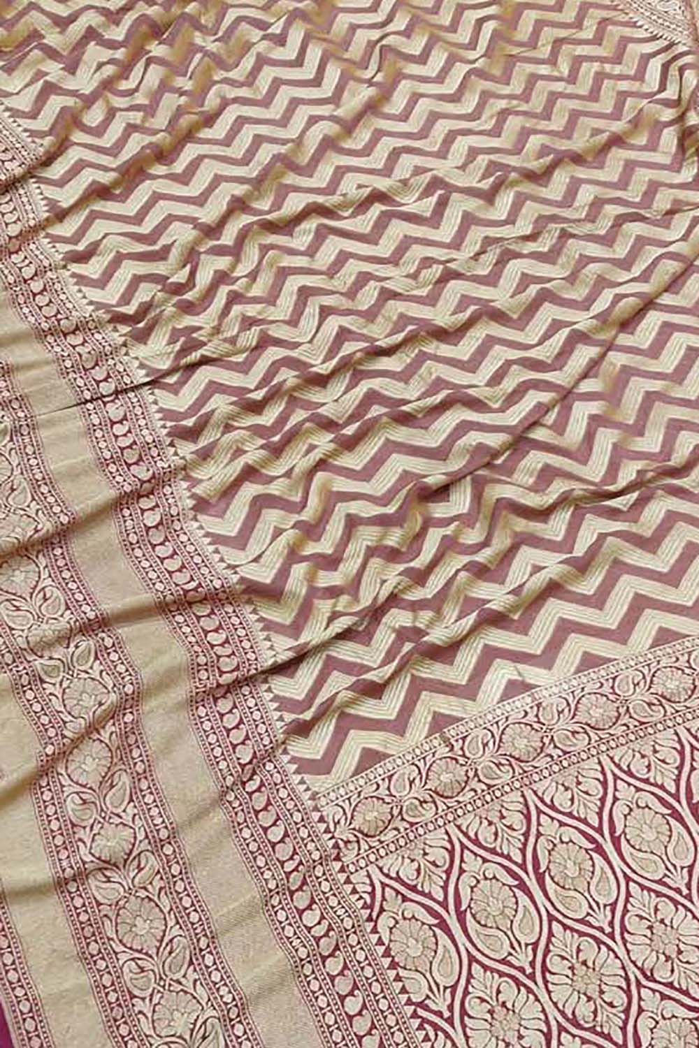 Pink Handloom Banarasi Khaddi Georgette Saree
