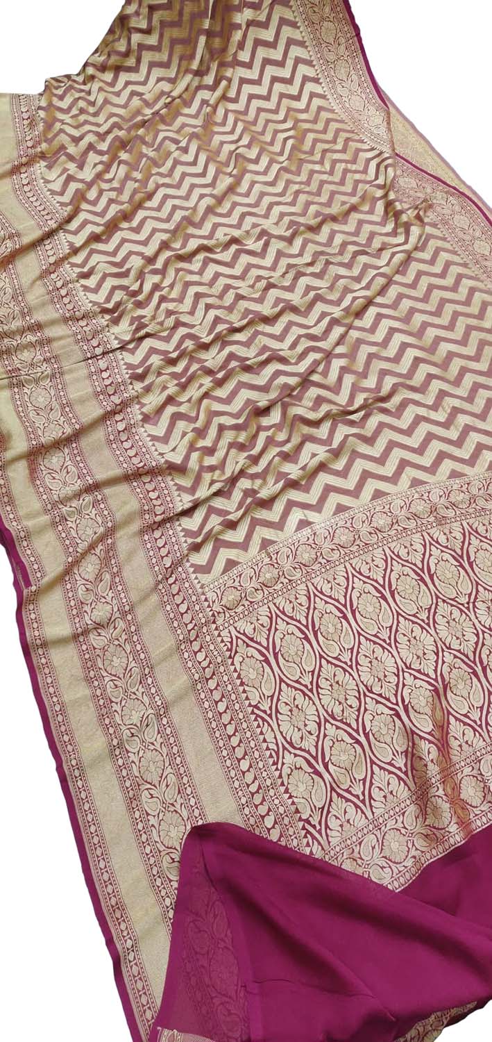 Pink Handloom Banarasi Khaddi Georgette Saree