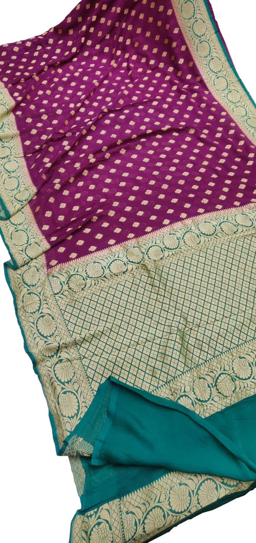 Pink Handloom Banarasi Khaddi Georgette Saree
