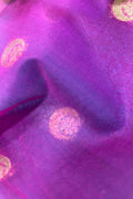 Purple Handloom Banarasi Kora Silk Chand Booti Design Fabric ( 1 Mtr )