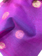 Purple Handloom Banarasi Kora Silk Chand Booti Design Fabric ( 1 Mtr )