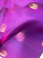 Purple Handloom Banarasi Kora Silk Chand Booti Design Fabric ( 1 Mtr )