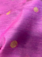 Pink Handloom Banarasi Moonga Silk Booti Design Fabric ( 1 Mtr )