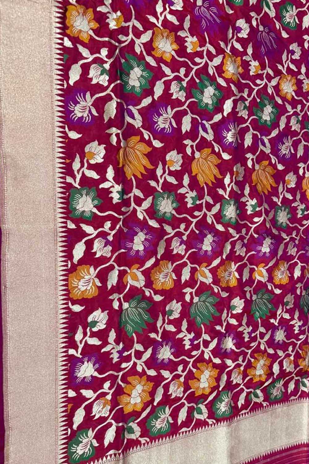 Pink Banarasi Katan Silk Dupatta Handloom Woven Festive
