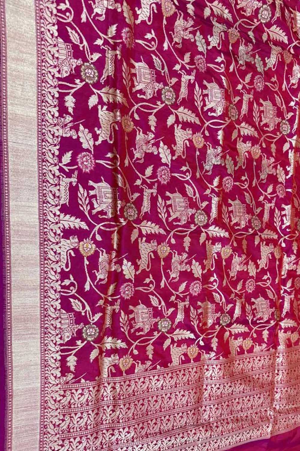 Pink Banarasi Pure Katan Silk Dupatta Handloom Varanasi