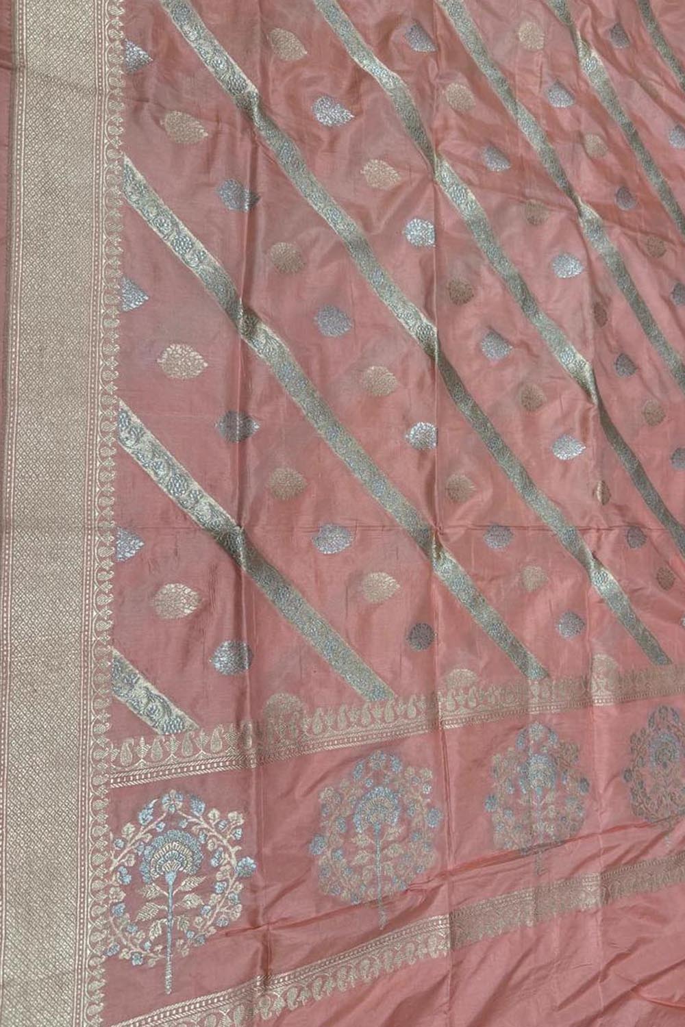 Pink Handloom Banarasi Pure Katan Silk Dupatta